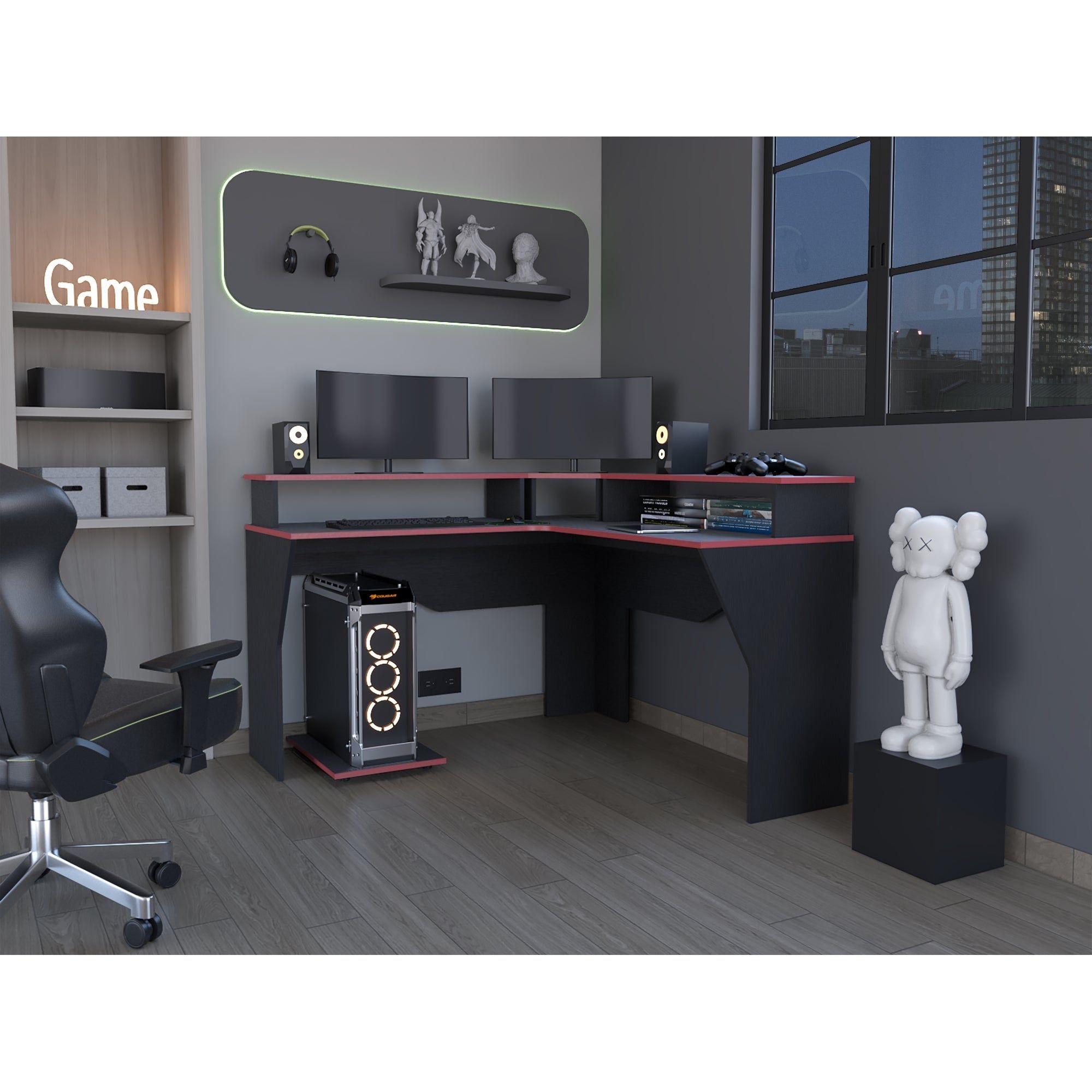 ESCRITORIO GAMER FM-046N - NEGRO CANTO ROJO-4