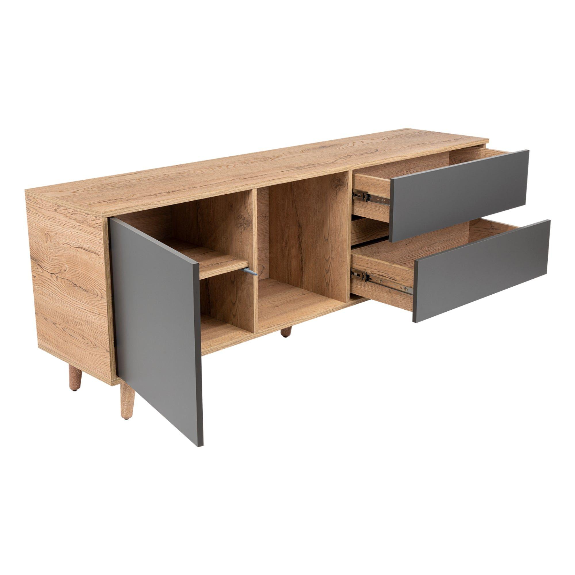 Mesa Para Tv 65" 58,4X158,4X38 Cm Café Claro Y Gris-2