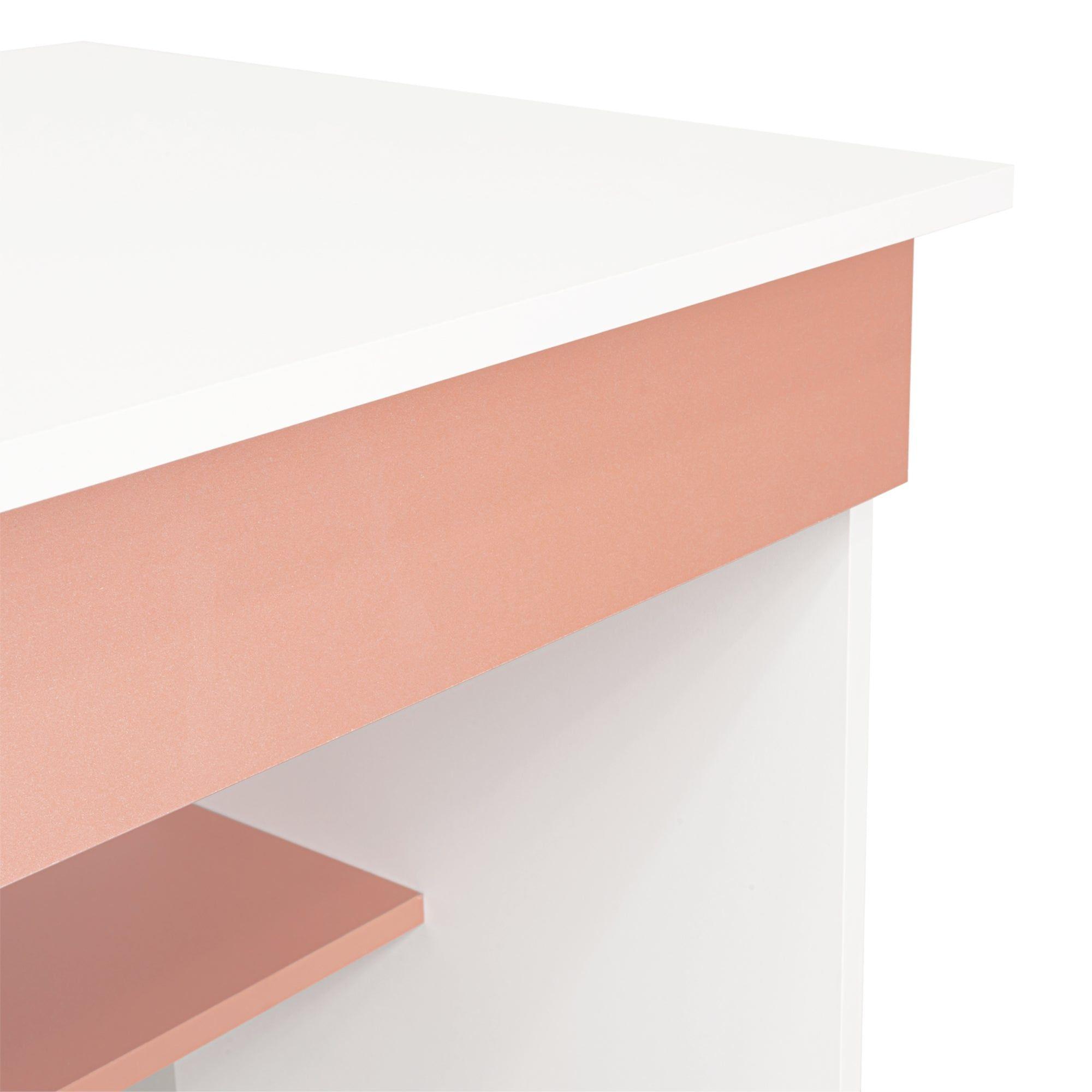 Escritorio Con 1 Cajon 73X80X49,8 Cm Blanco Y Salmon-4