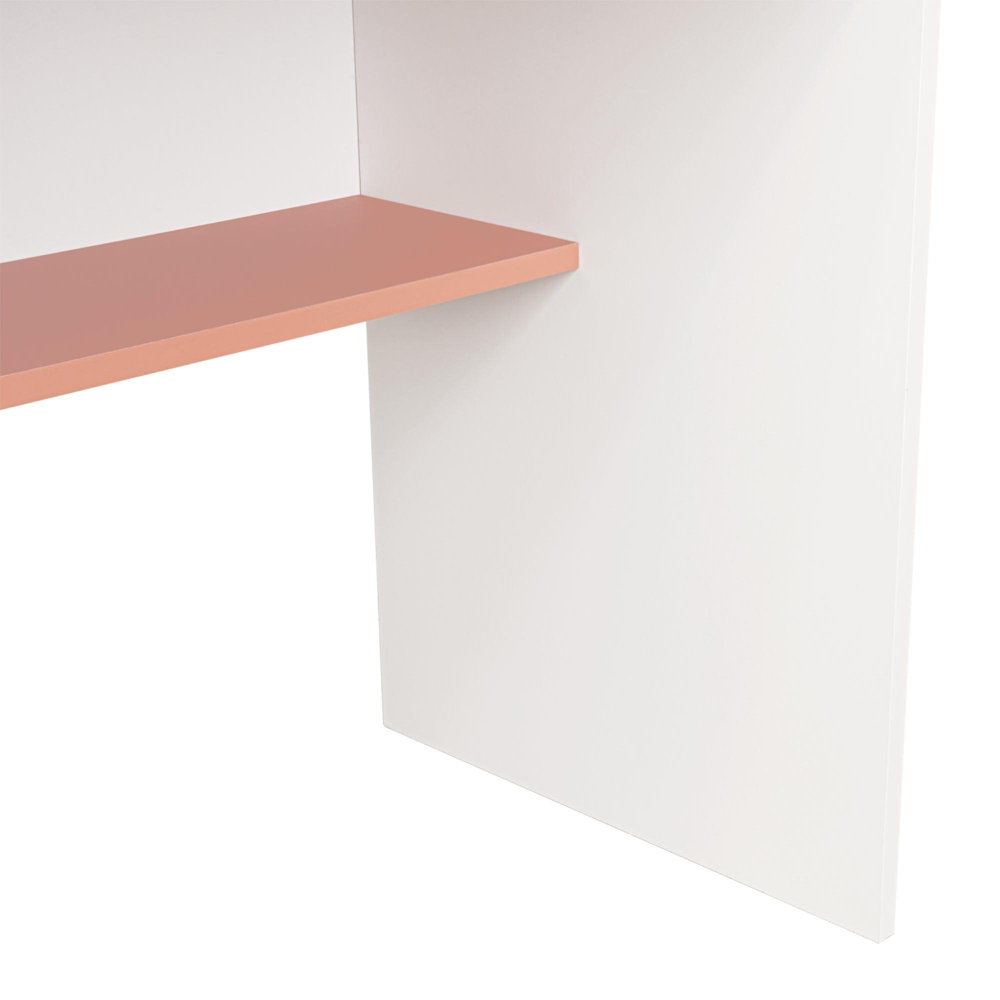 Escritorio Con 1 Cajon 73X80X49,8 Cm Blanco Y Salmon-5