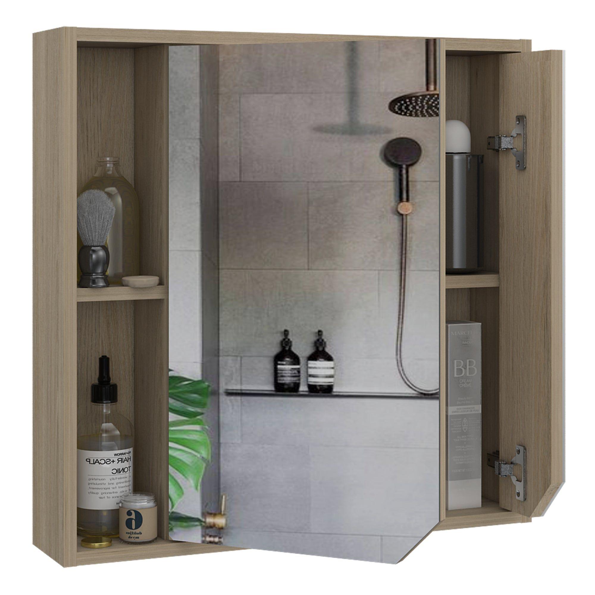 Botiquin De Baño 60X60X13,6 Cm Café Claro Con Espejo-2