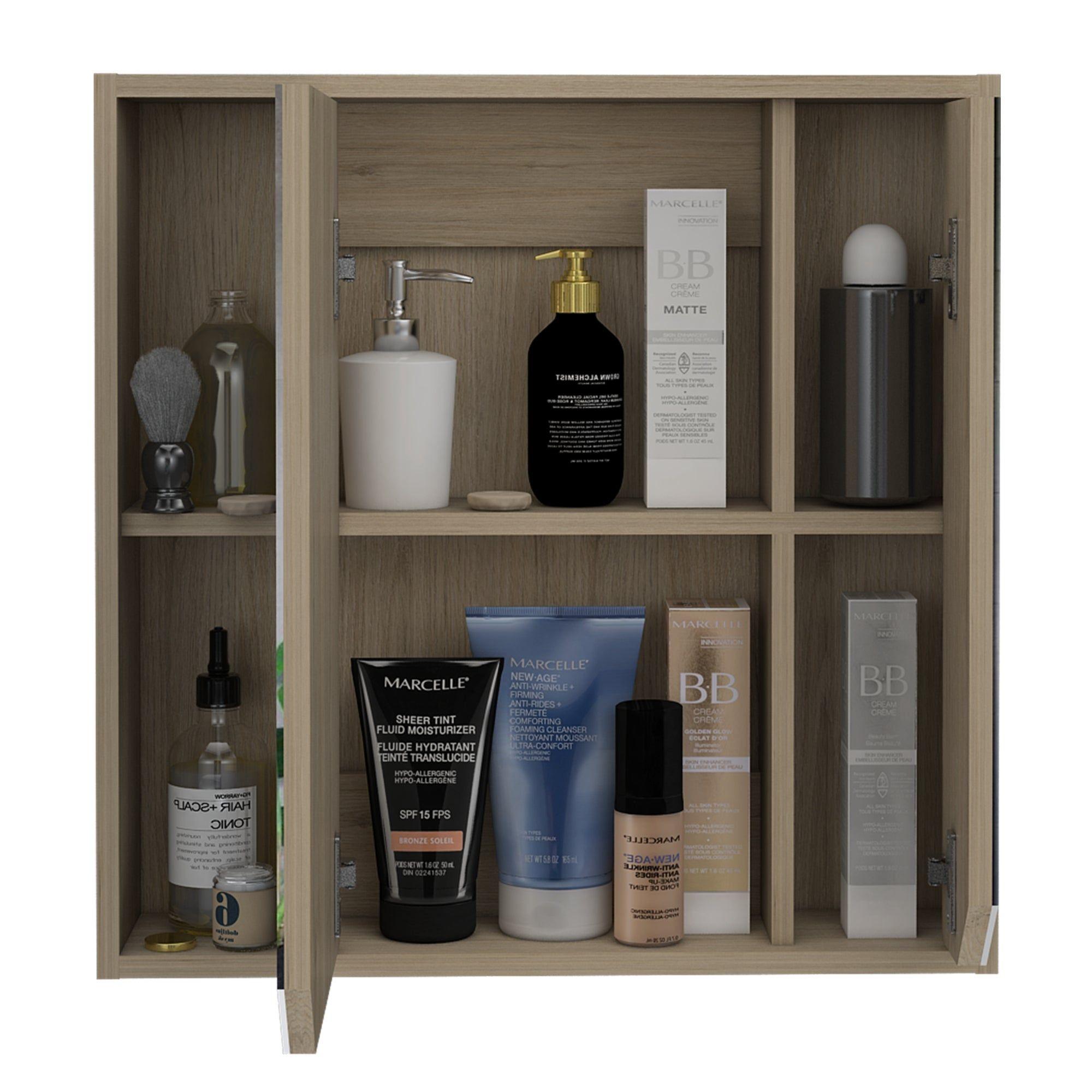 Botiquin De Baño 60X60X13,6 Cm Café Claro Con Espejo-3