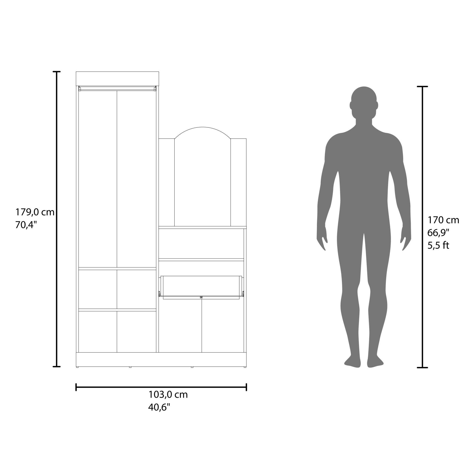 Closet Comoda Con Espejo 3 Puertas 1 Cajon Café Claro-7
