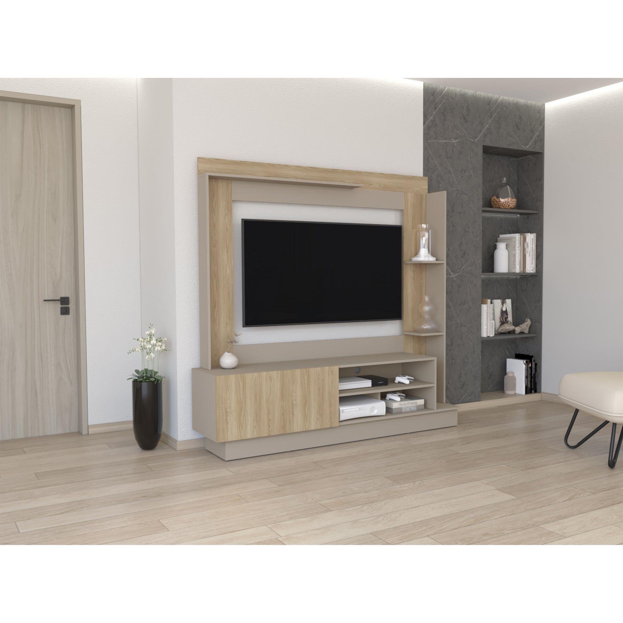 Estante Tv 70" 1 Puerta 180X175X39 Cm Café Claro-4