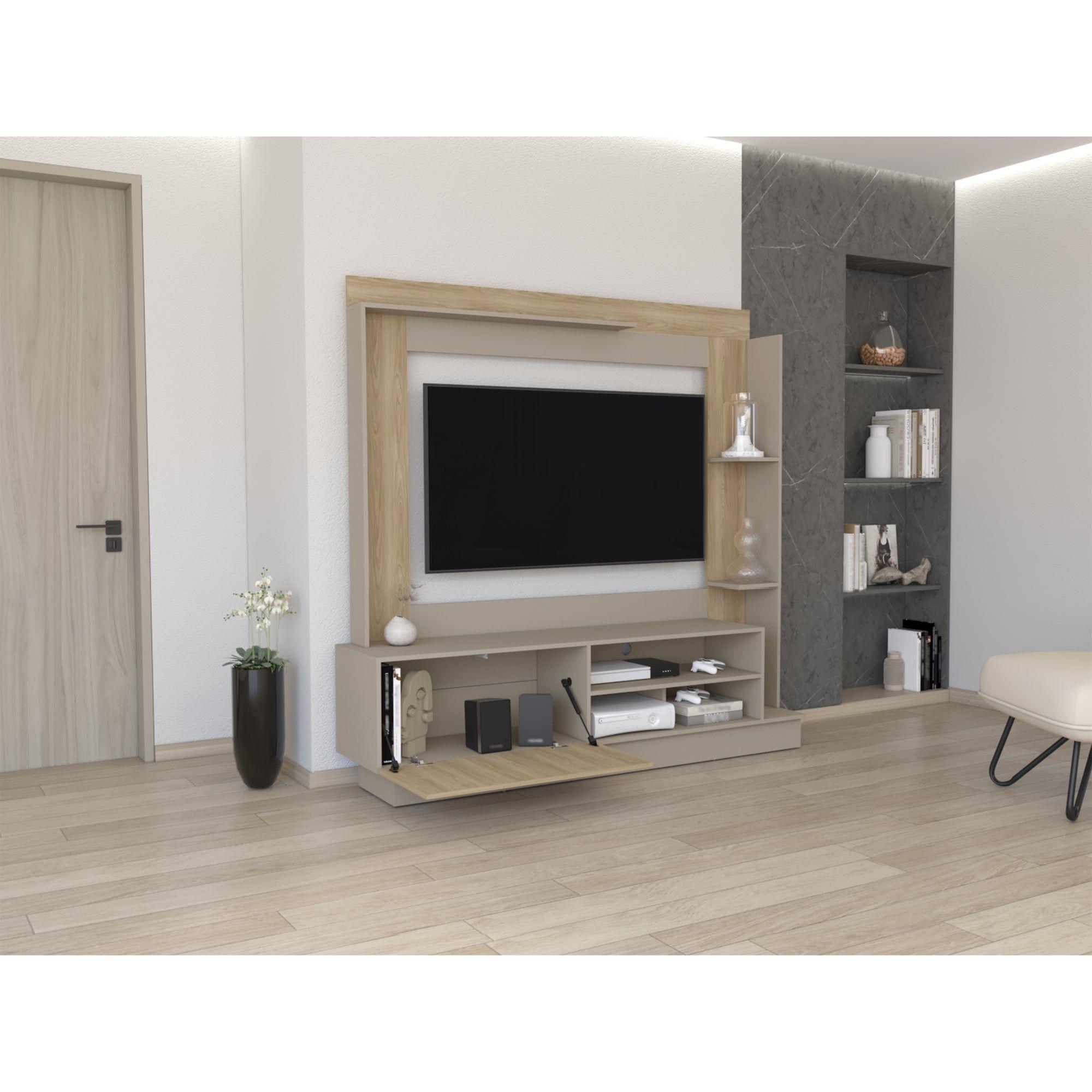 Estante Tv 70" 1 Puerta 180X175X39 Cm Café Claro-5