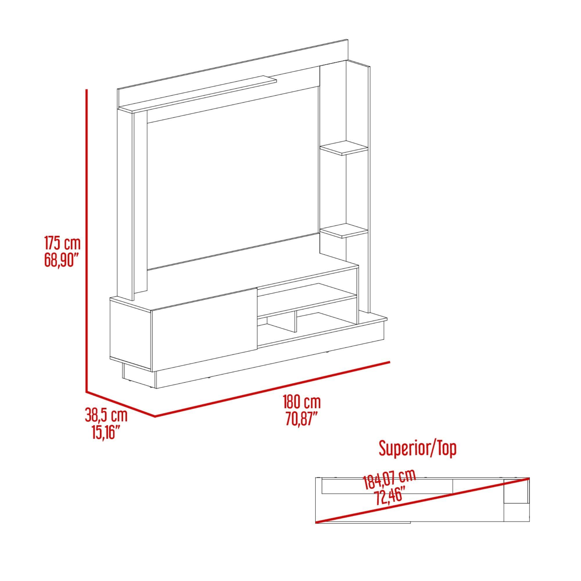 Estante Tv 70" 1 Puerta 180X175X39 Cm Café Claro-6