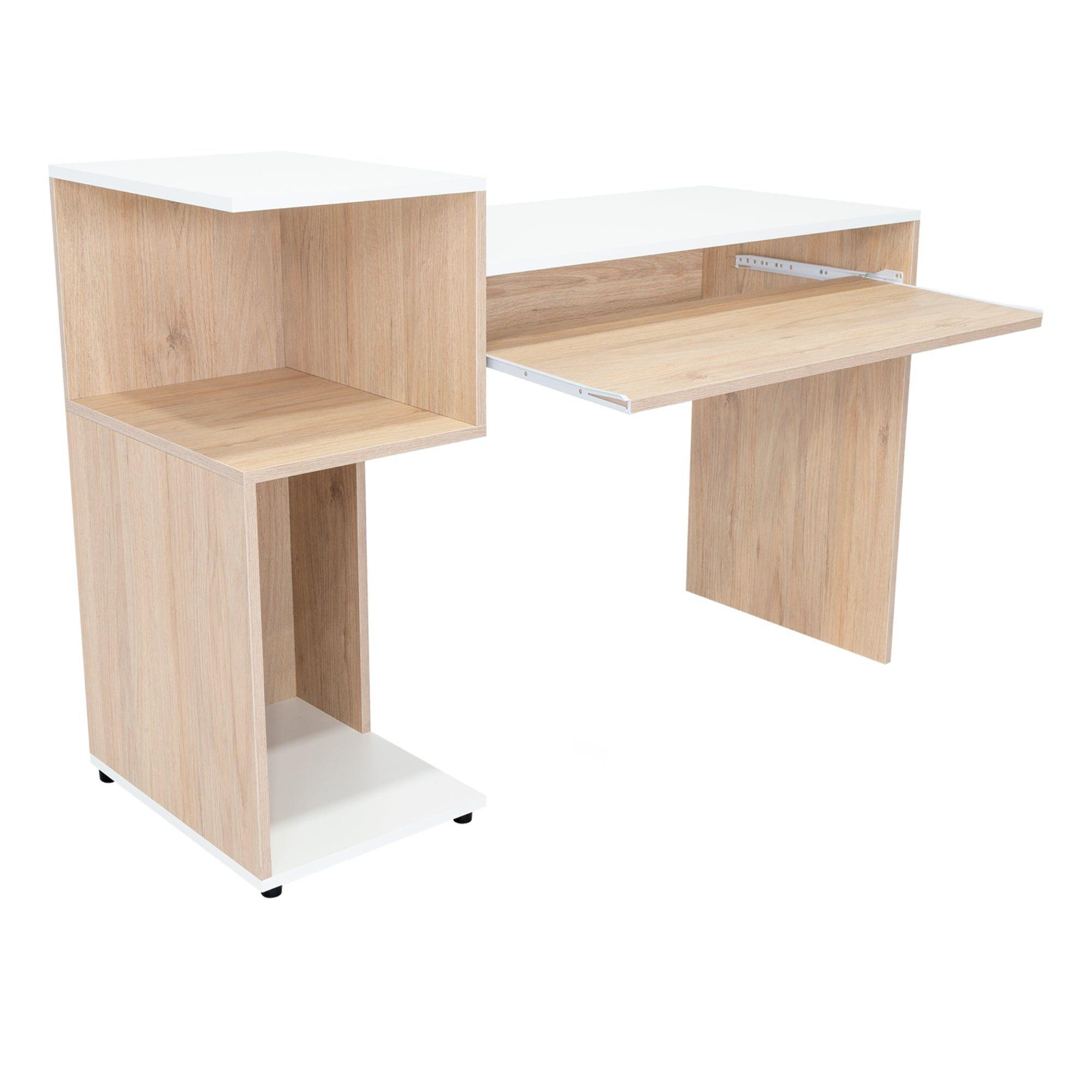 Escritorio Moderno Fm 81,5X120X46 Cm Café Claro Y Blanco-2