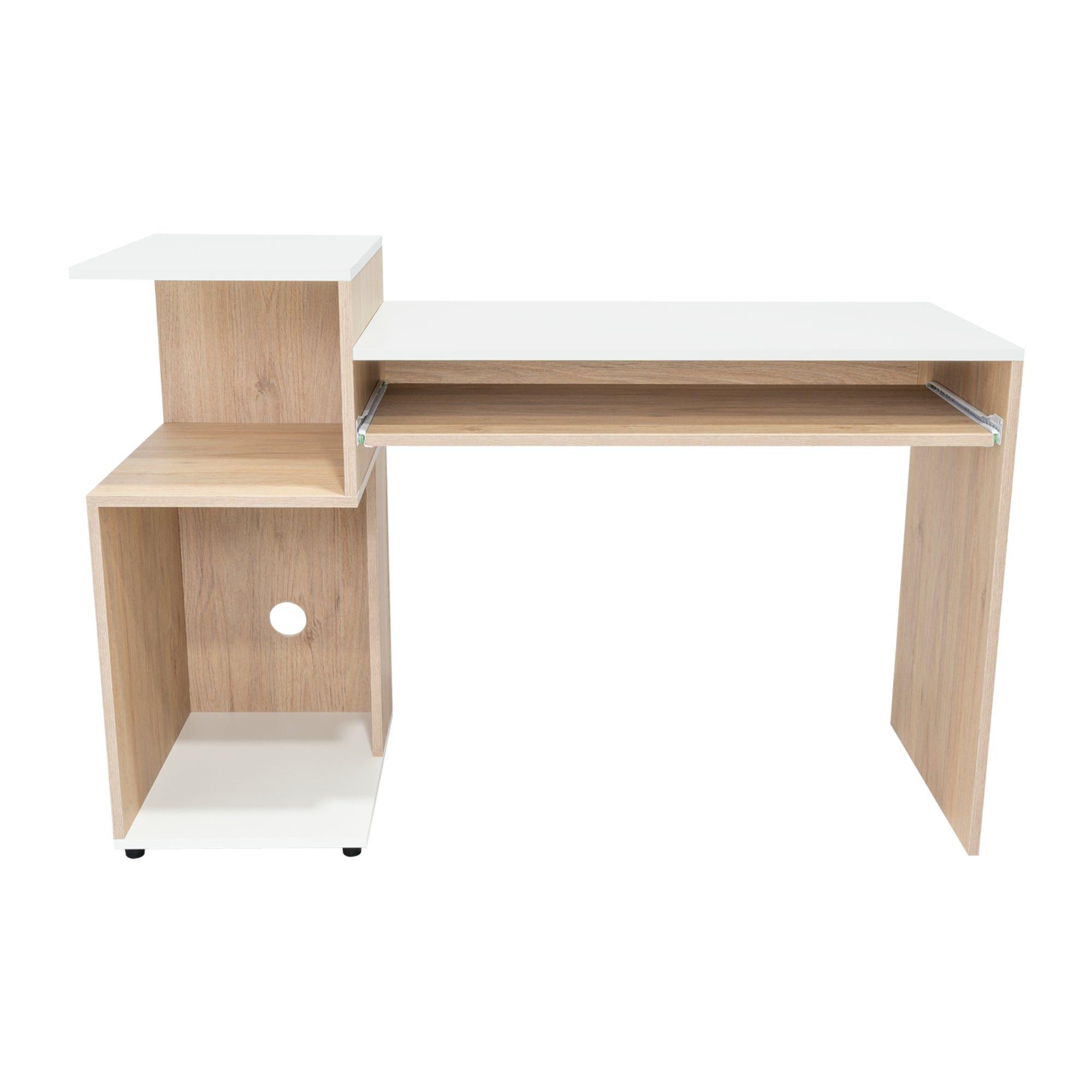 Escritorio Moderno Fm 81,5X120X46 Cm Café Claro Y Blanco-3