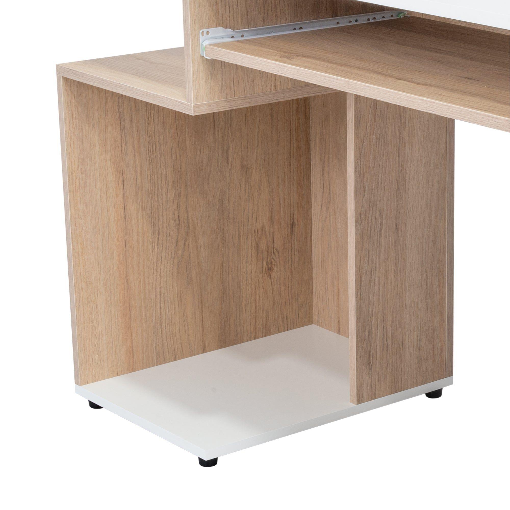 Escritorio Moderno Fm 81,5X120X46 Cm Café Claro Y Blanco-4