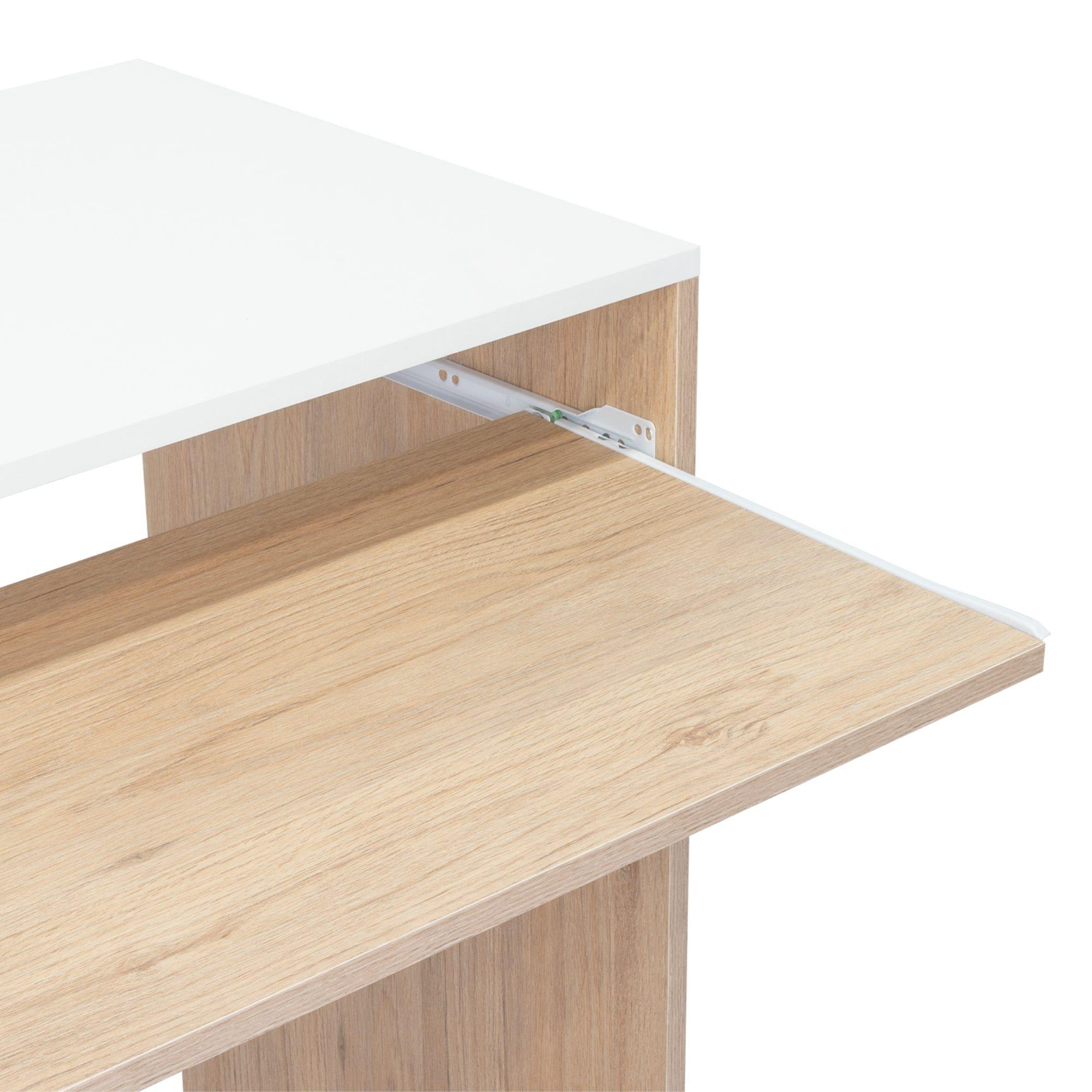 Escritorio Moderno Fm 81,5X120X46 Cm Café Claro Y Blanco-6