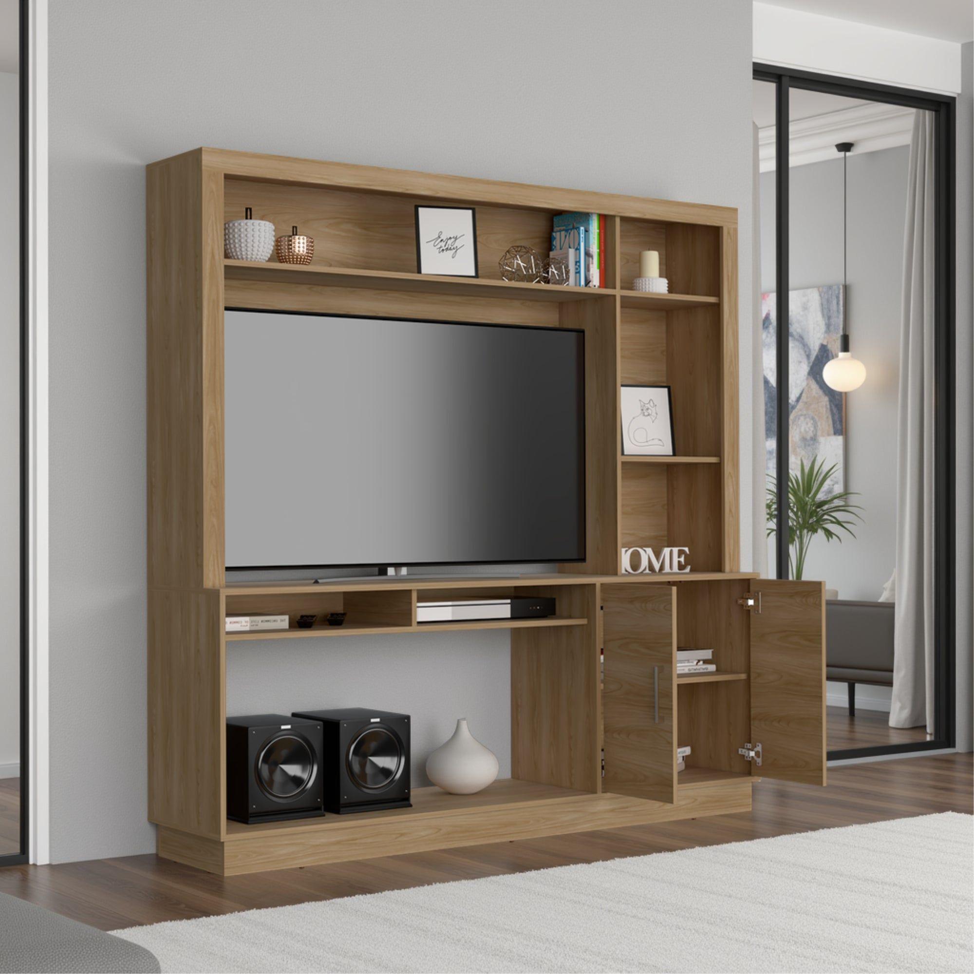 Estante Tv 55" 2 Puertas Café Claro-4