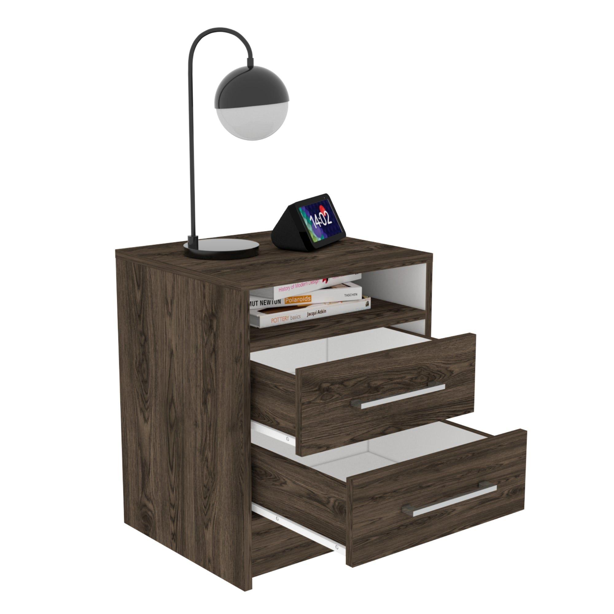 Velador 2 Cajones Fm 50.7X40X37.3 Cm Café Oscuro-2