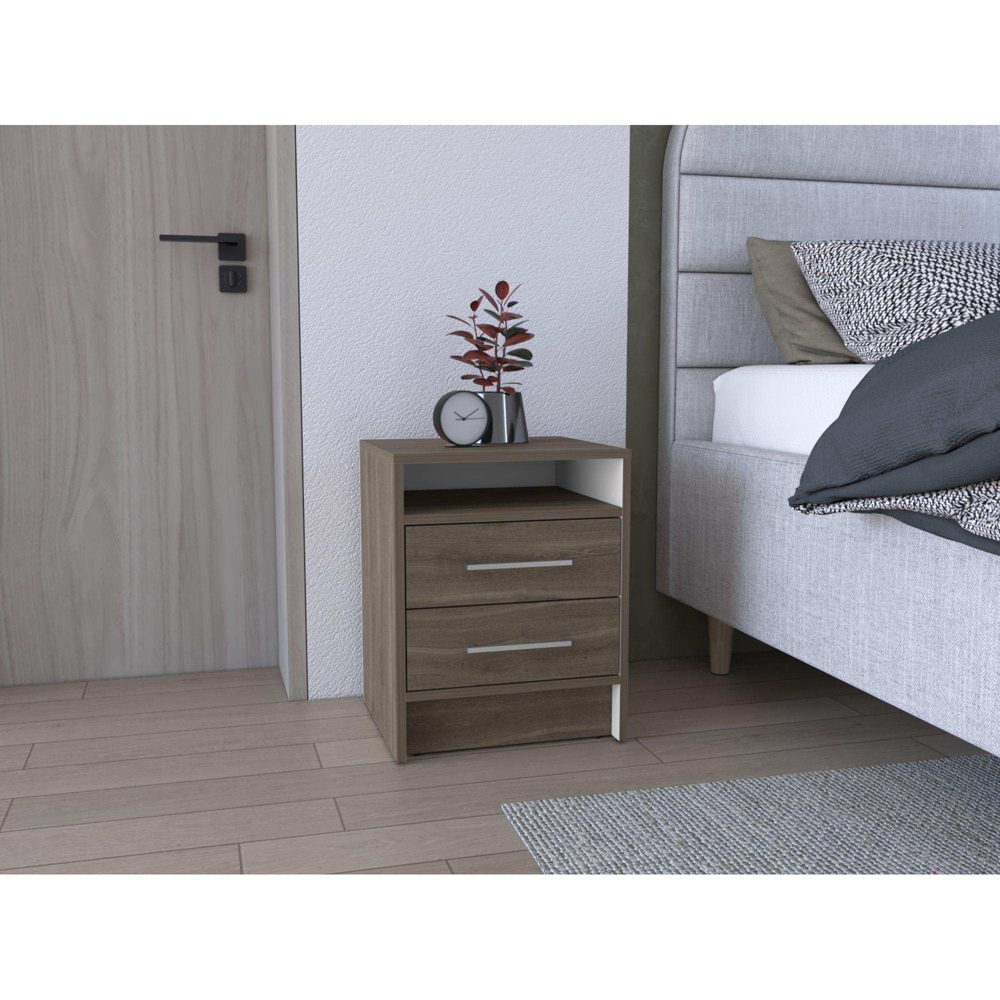 Velador 2 Cajones Fm 50.7X40X37.3 Cm Café Oscuro-4