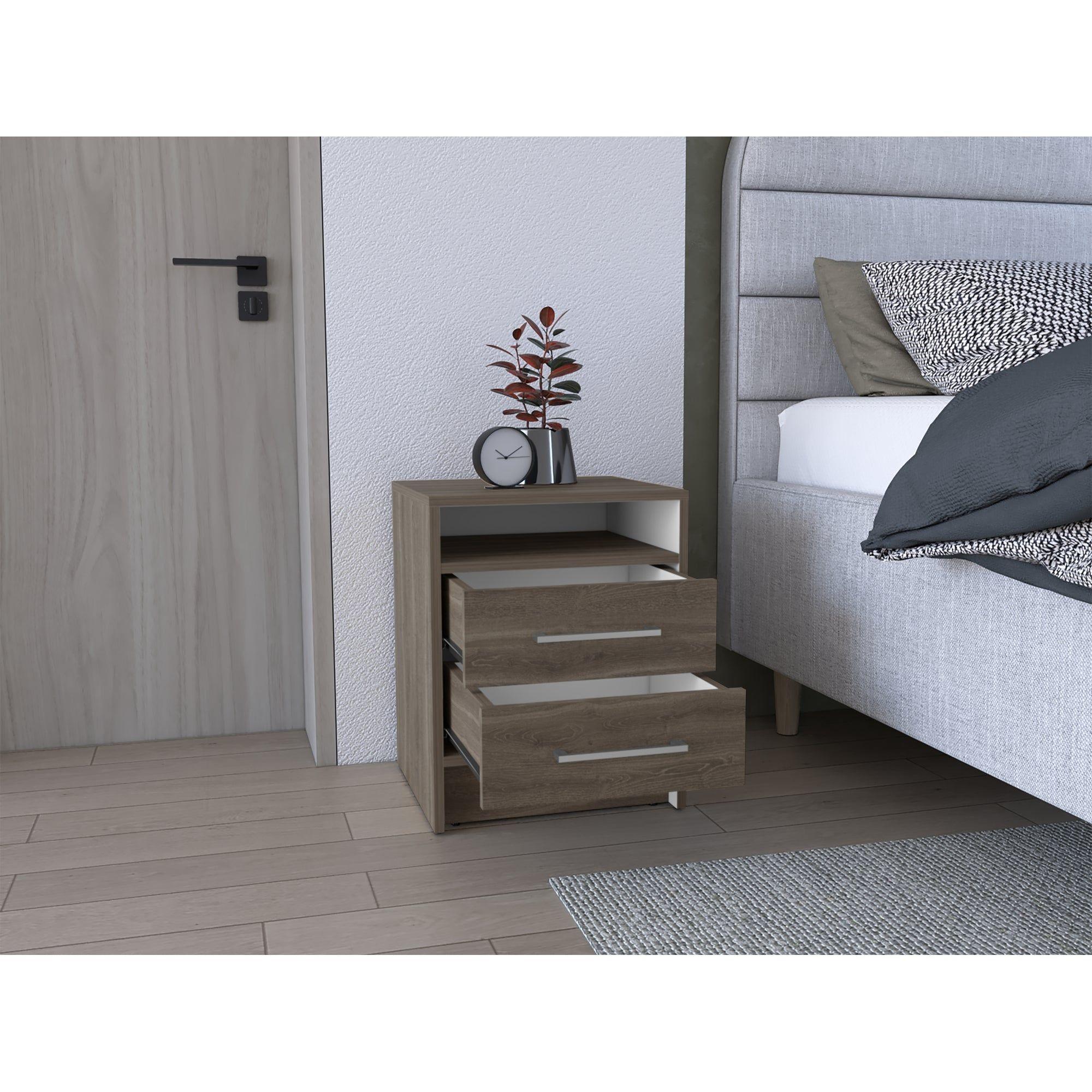 Velador 2 Cajones Fm 50.7X40X37.3 Cm Café Oscuro-5