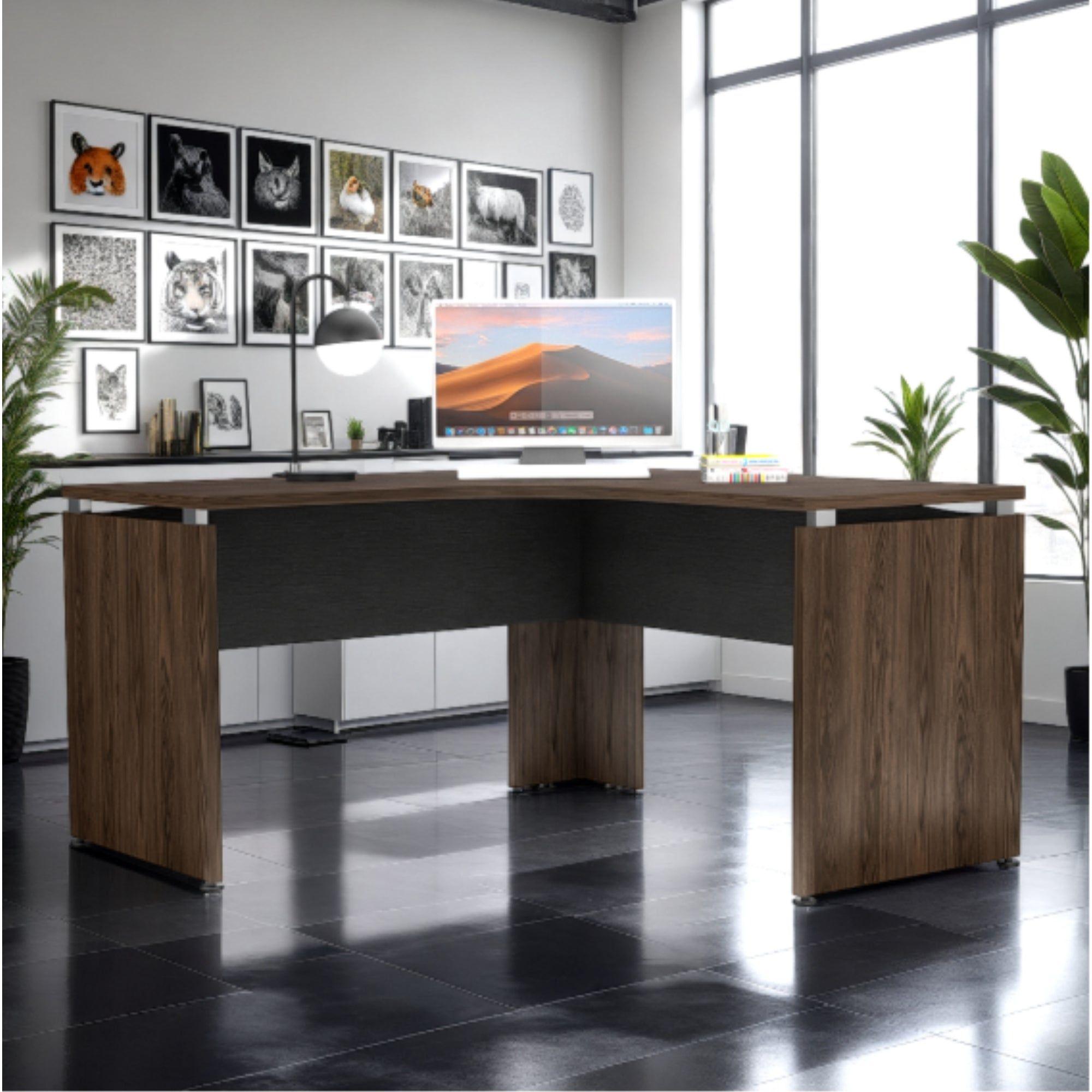 ESCRITORIO FM-004N - NEGRO Y CAFÉ OSCURO-4