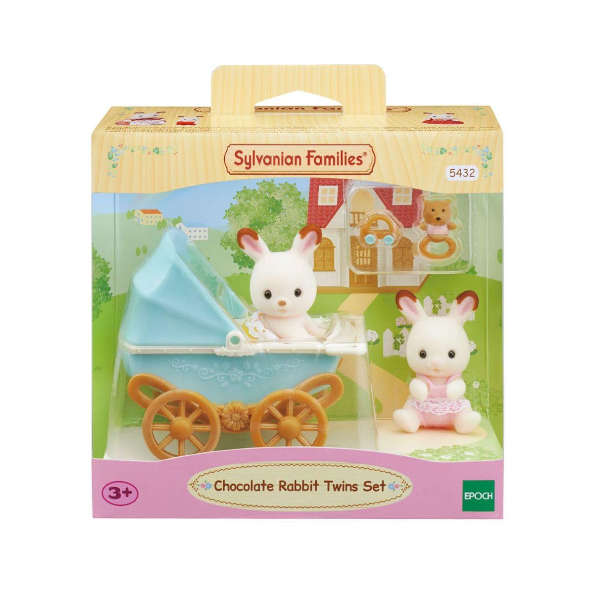 Bebés Conejos Chocolate Sylvanian Families con Coche-0