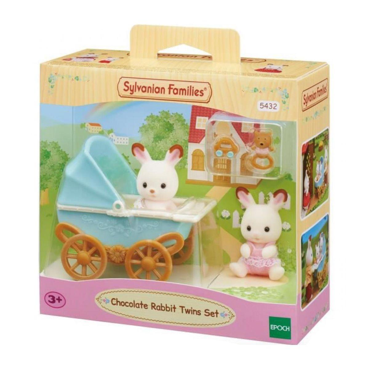 Bebés Conejos Chocolate Sylvanian Families con Coche-1