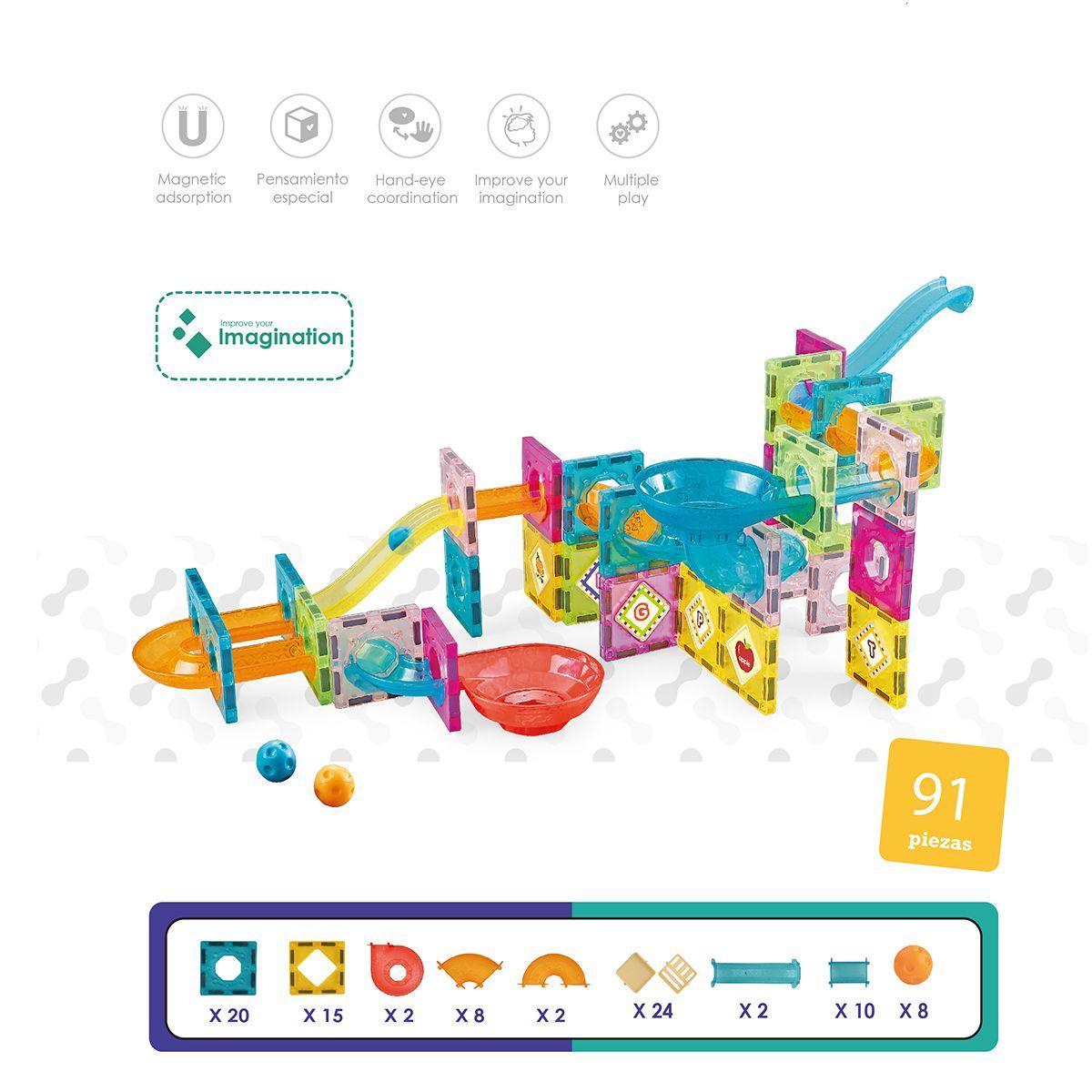 Bloques Magnéticos con Toboganes 91 Piezas-1