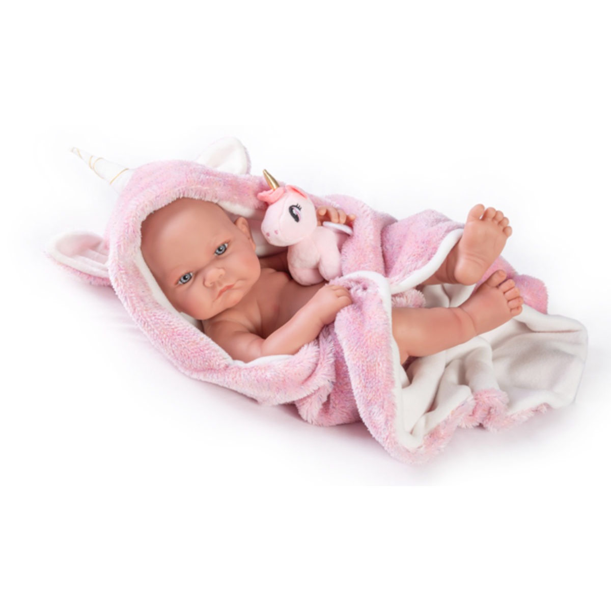 Bebé Reborn Nica Antonio Juan Capucha y Peluche Unicornio-3