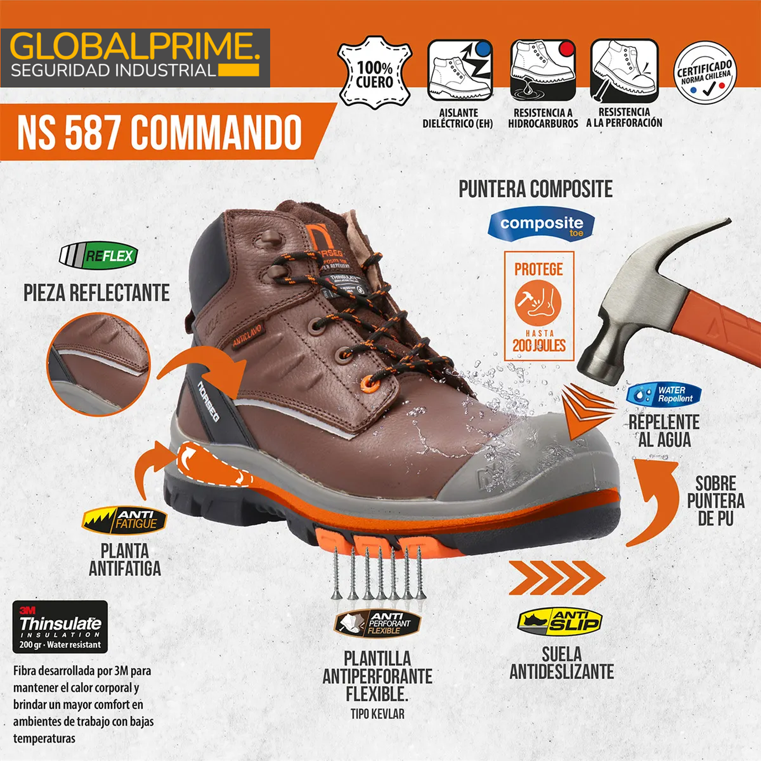 Botin de Seguridad Norseg Commando NS-587-7