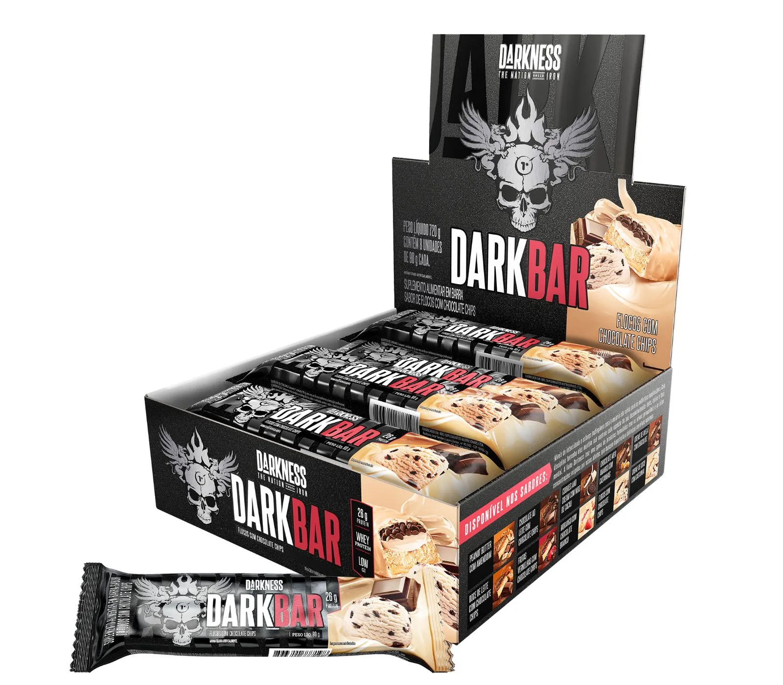 Barra de proteina Darkness - Helado Chocolate Chips (8 unidades)-0