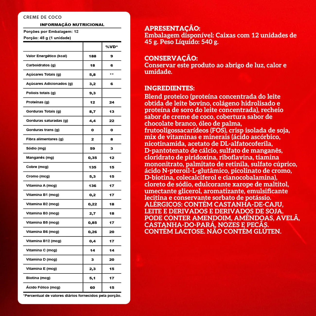 Barra de proteina Integralmedica - Crema de coco (12 unidades)-4