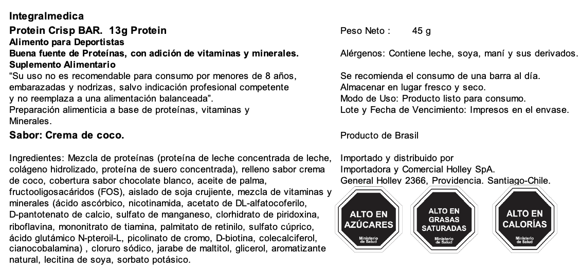 Barra de proteina Integralmedica - Crema de coco (12 unidades)-5