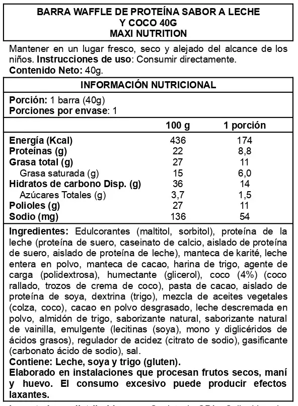 Barra de proteina Maxi Nutrition - Waffle Milk & Coconut (12 unidades)-5