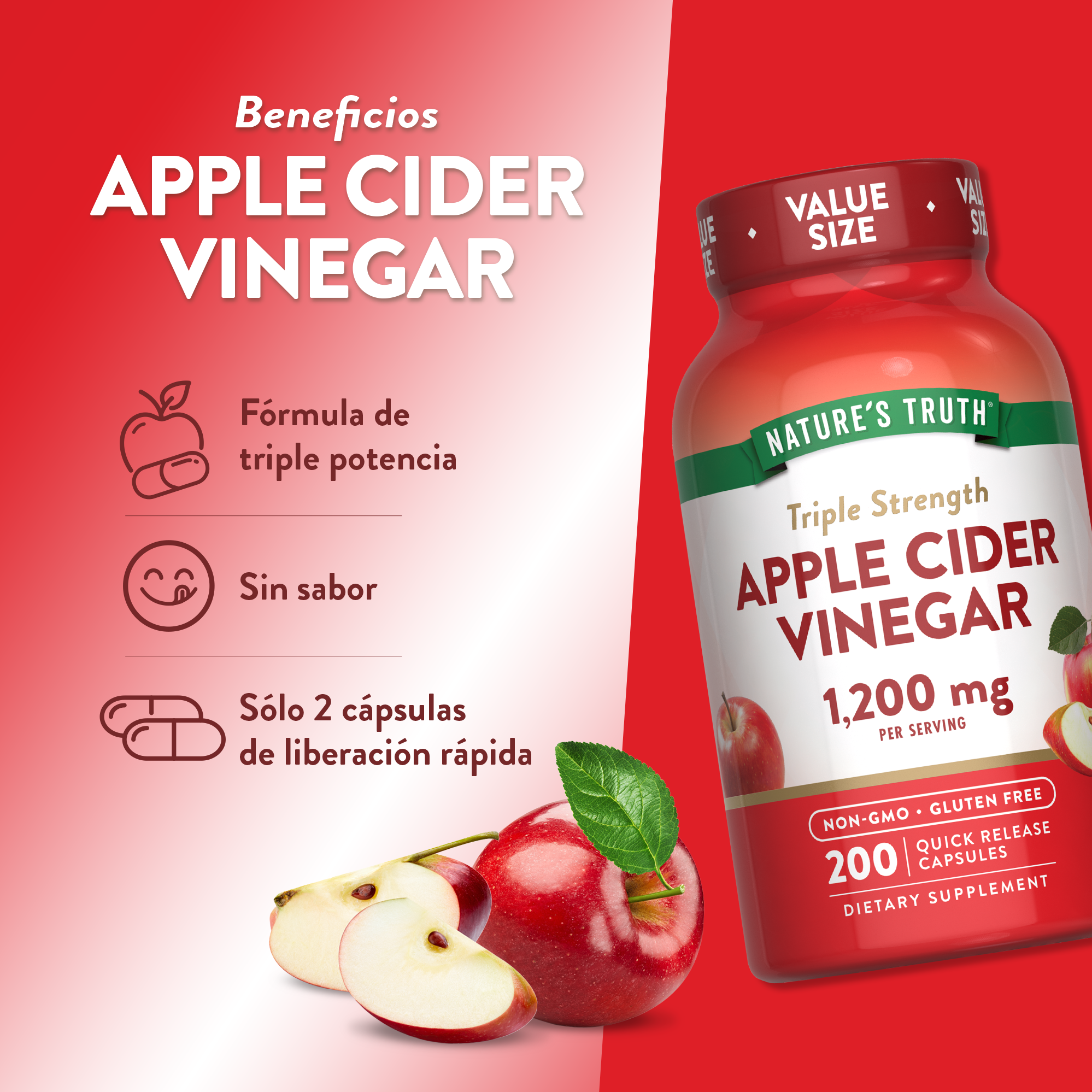 Vinagre de Manzana Natures Truth - Apple Cider Vinegar 1200 mg (200 cápsulas)-5