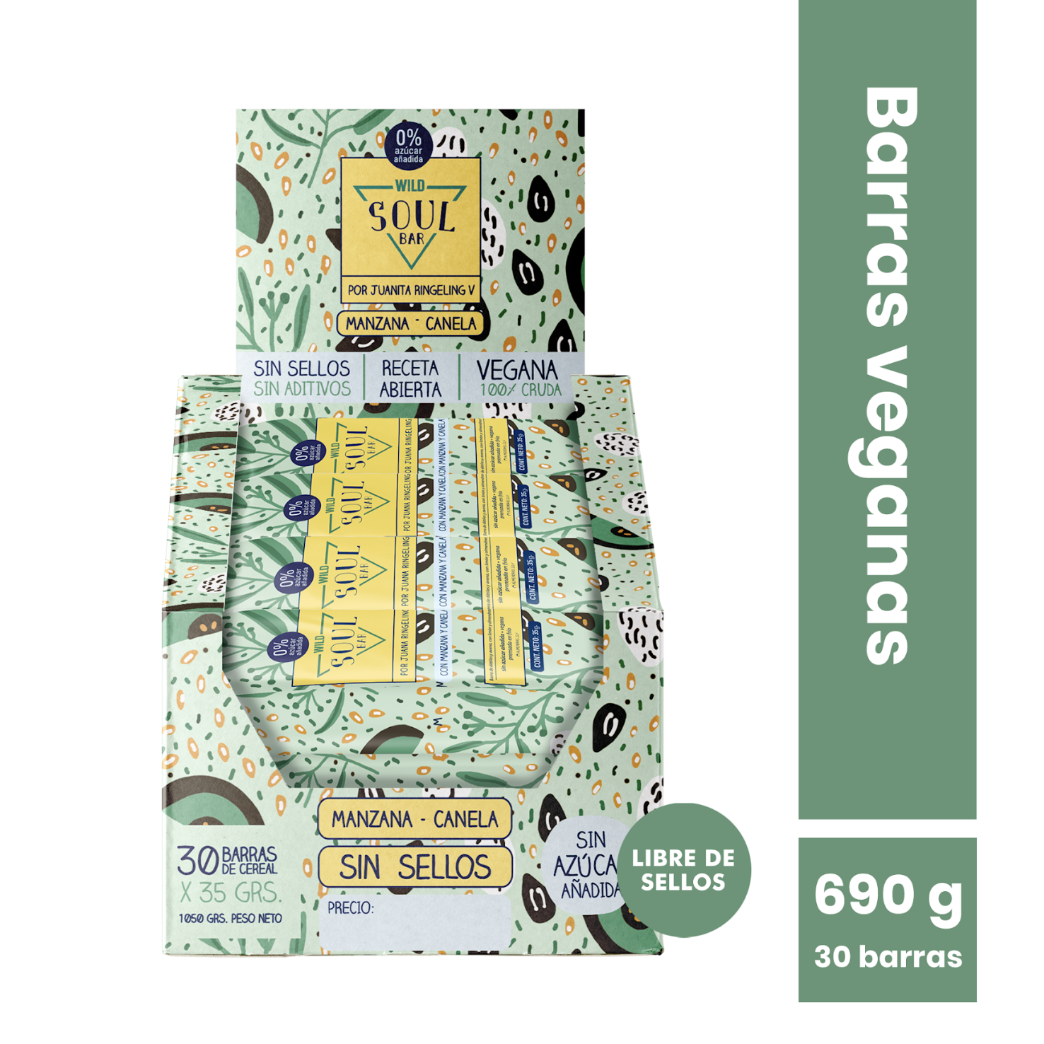 Barra de cereal Wild Soul bar - Manzana Canela (30 unidades)-0