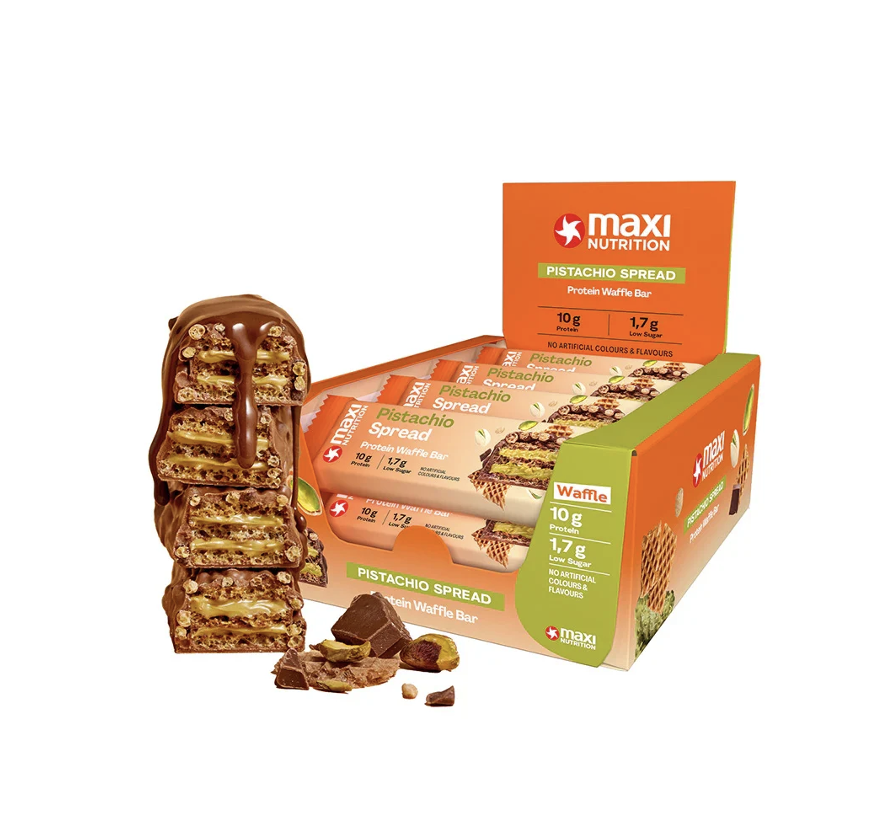 Barra de proteina Maxi Nutrition - Waffle Pistacho Spread (12 unidades)-0