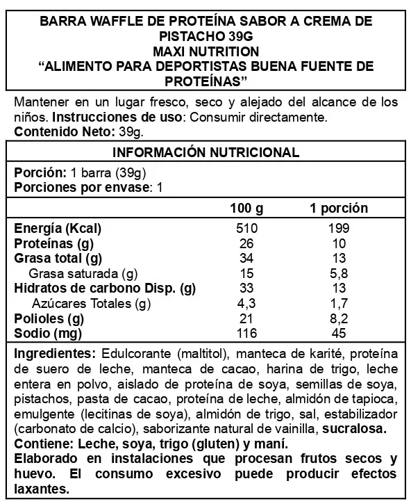 Barra de proteina Maxi Nutrition - Waffle Pistacho Spread (12 unidades)-6