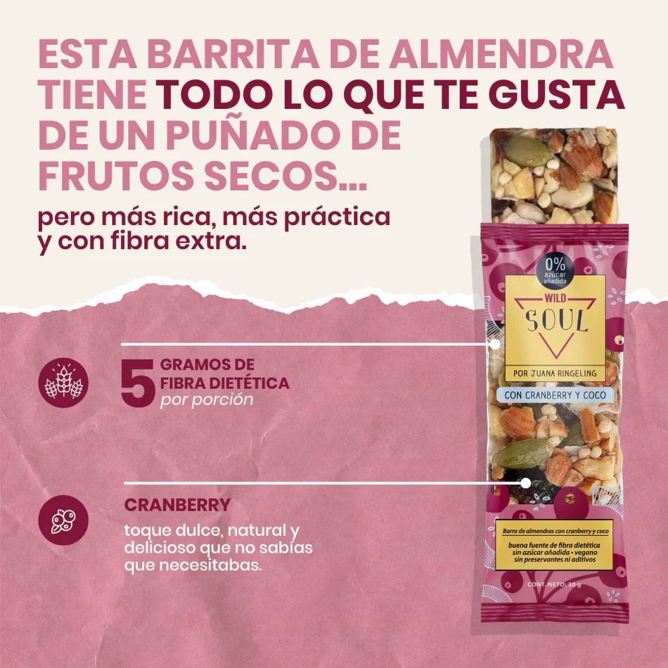 Barra de cereal Wild Soul bar - Almendra Cranberry Coco (5 unidades)-1
