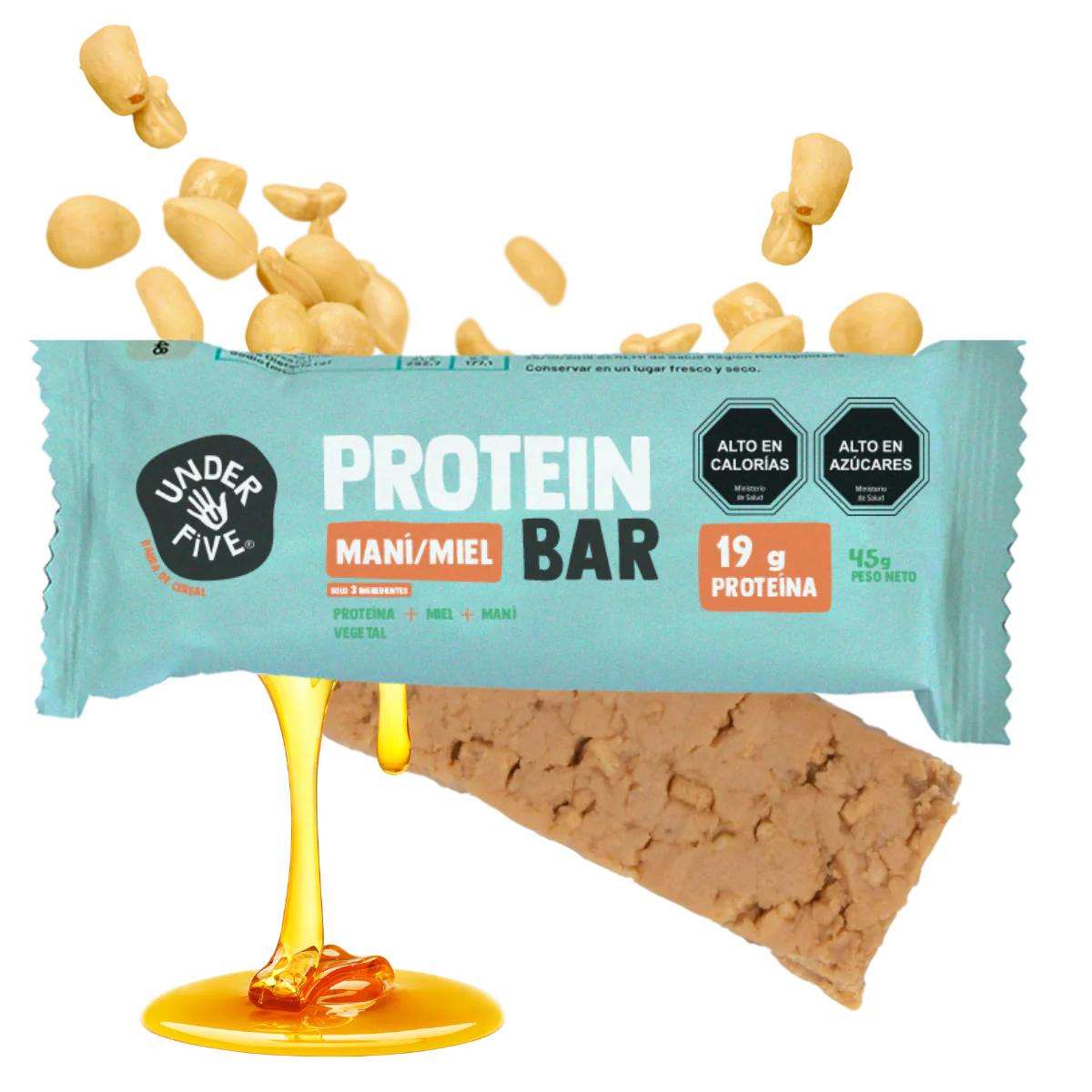 Barra de proteina Underfive - Maní Miel (12 unidades)-3