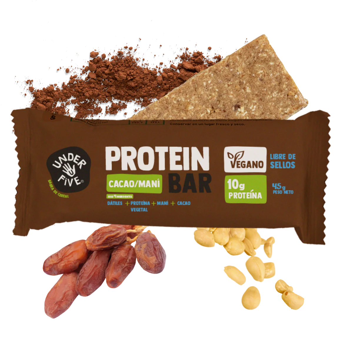 Barra de proteina Underfive - Cacao (5 unidades)-3