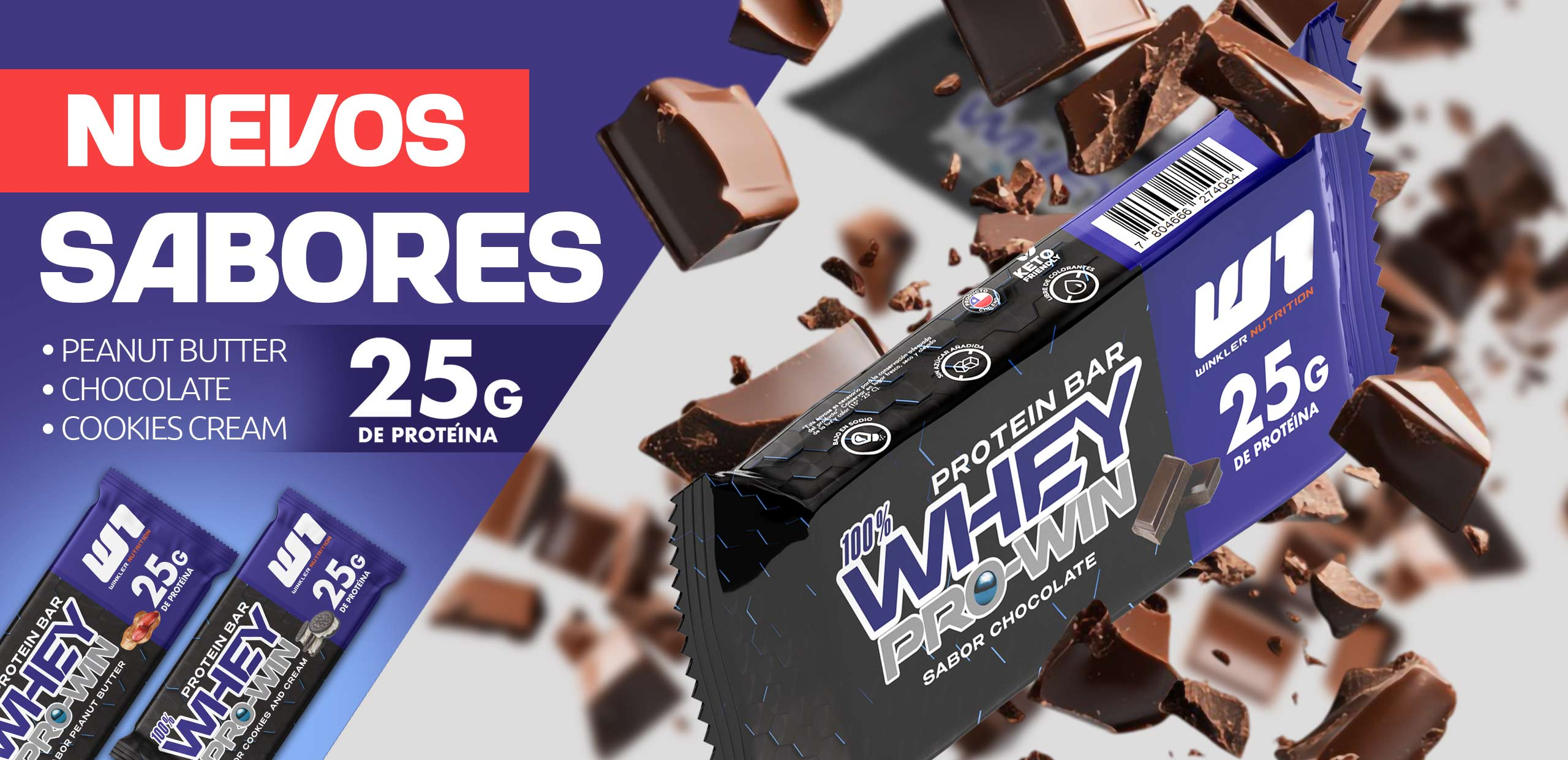 Barra de proteina Winkler Nutrition - Cookies & Cream (12 unidades)-2