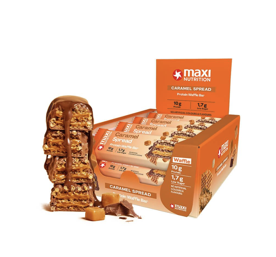Barra de proteina Maxi Nutrition  Waffle Caramel Spread (12 unidades)-0