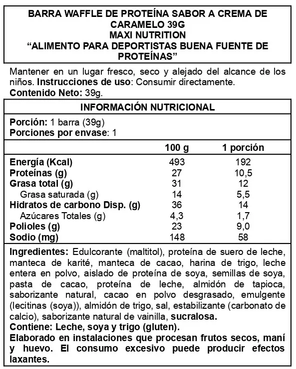 Barra de proteina Maxi Nutrition  Waffle Caramel Spread (12 unidades)-5