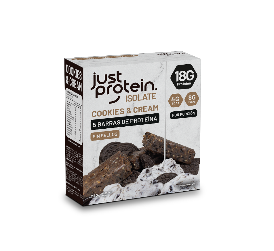 Barra de proteina Just Protein - Cookies & Cream (5 unidades)-0