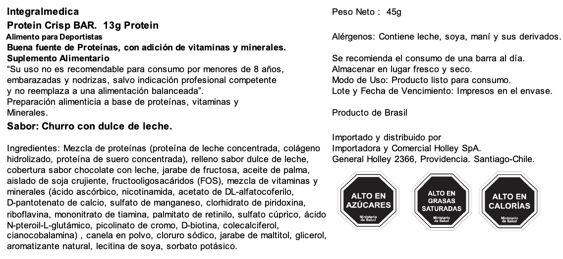 Barra de proteina Integralmedica - Churros con dulce de leche (12 unidades)-5