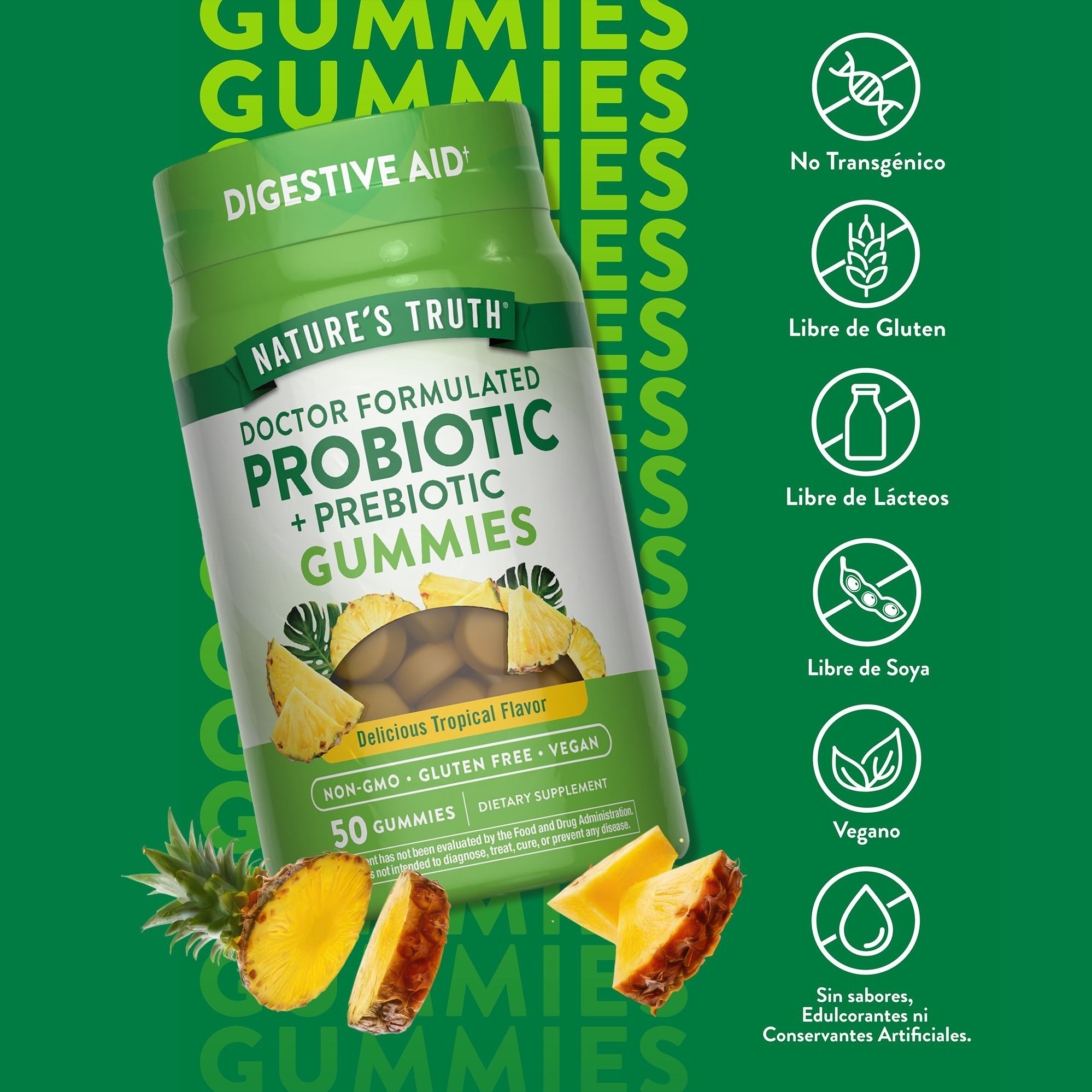 Gomitas de Probioticos Natures Truth - Probiotic + Prebiotic Gummies (50 unidades)-3