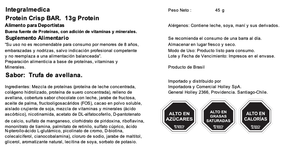 Barra de proteina Integralmedica - Trufa de avellana (12 unidades)-5