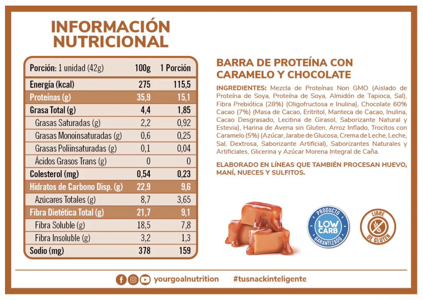 Barra de proteina Protein Snack - Caramel (5 unidades)-2
