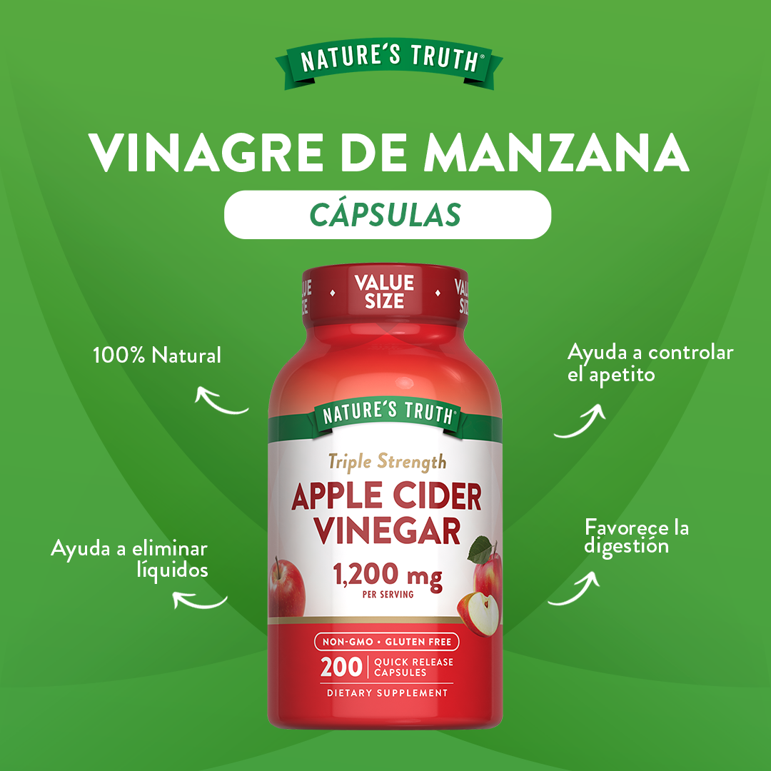 Vinagre de Manzana Natures Truth - Apple Cider Vinegar 1200 mg (60 cápsulas)-2