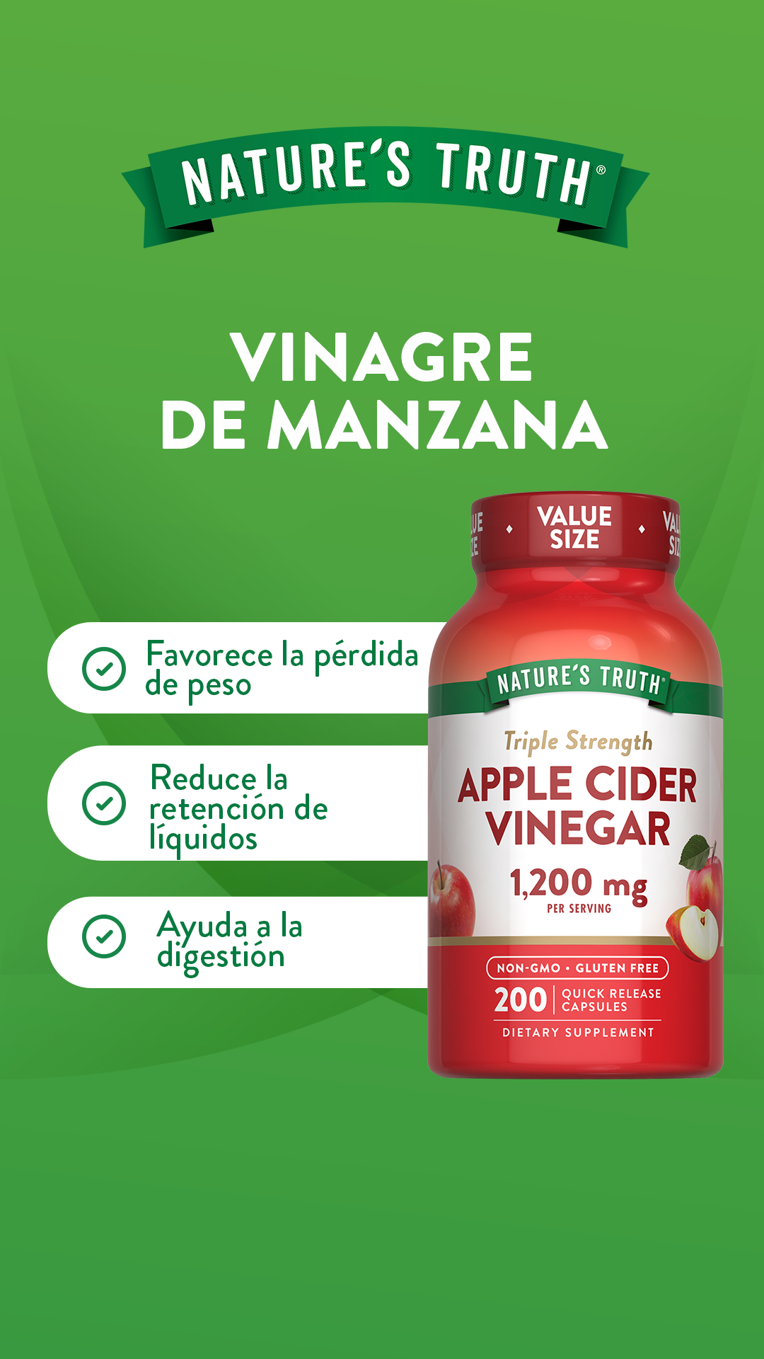 Vinagre de Manzana Natures Truth - Apple Cider Vinegar 1200 mg (60 cápsulas)-4