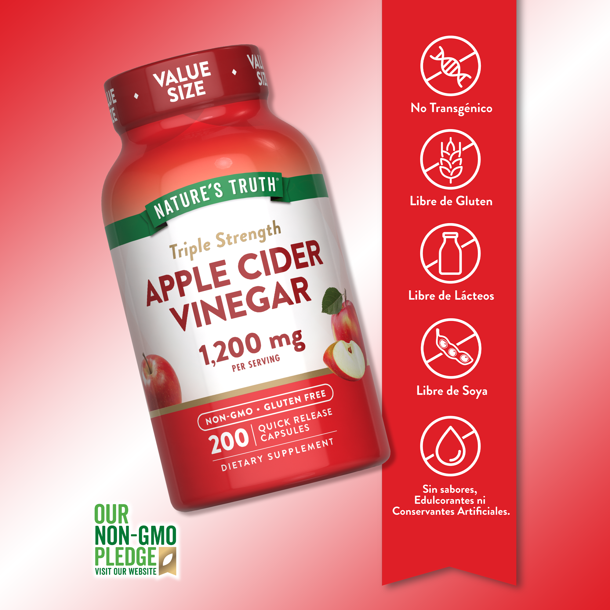 Vinagre de Manzana Natures Truth - Apple Cider Vinegar 1200 mg (60 cápsulas)-6