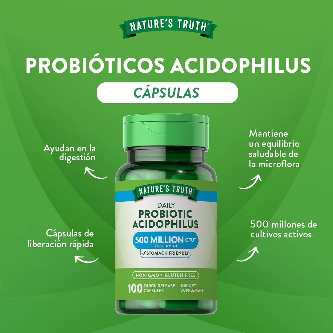 Probioticos Acidophilus Natures Truth - Lactobacillus acidophilus (100 cápsulas)-1