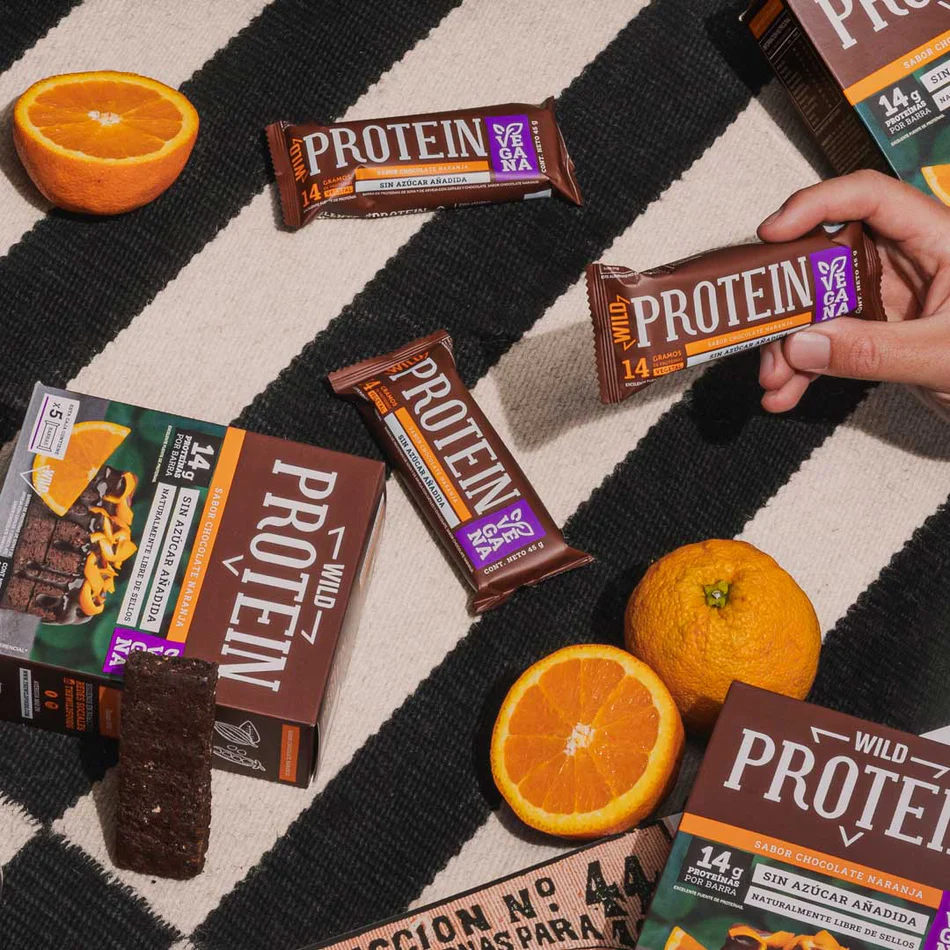 Barras de proteina Wild Protein - Chocolate Naranja (16 unidades)-2
