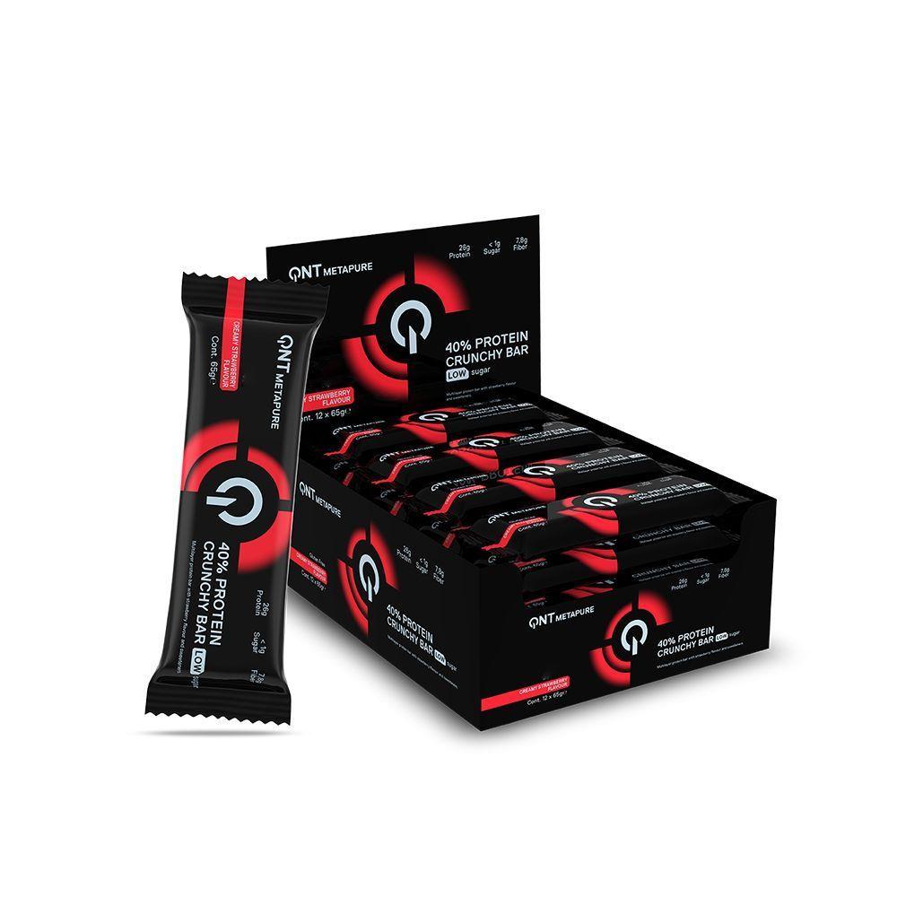 Barra de proteína QNT - Crunchy Creamy Strawberry (12 unidades)-0