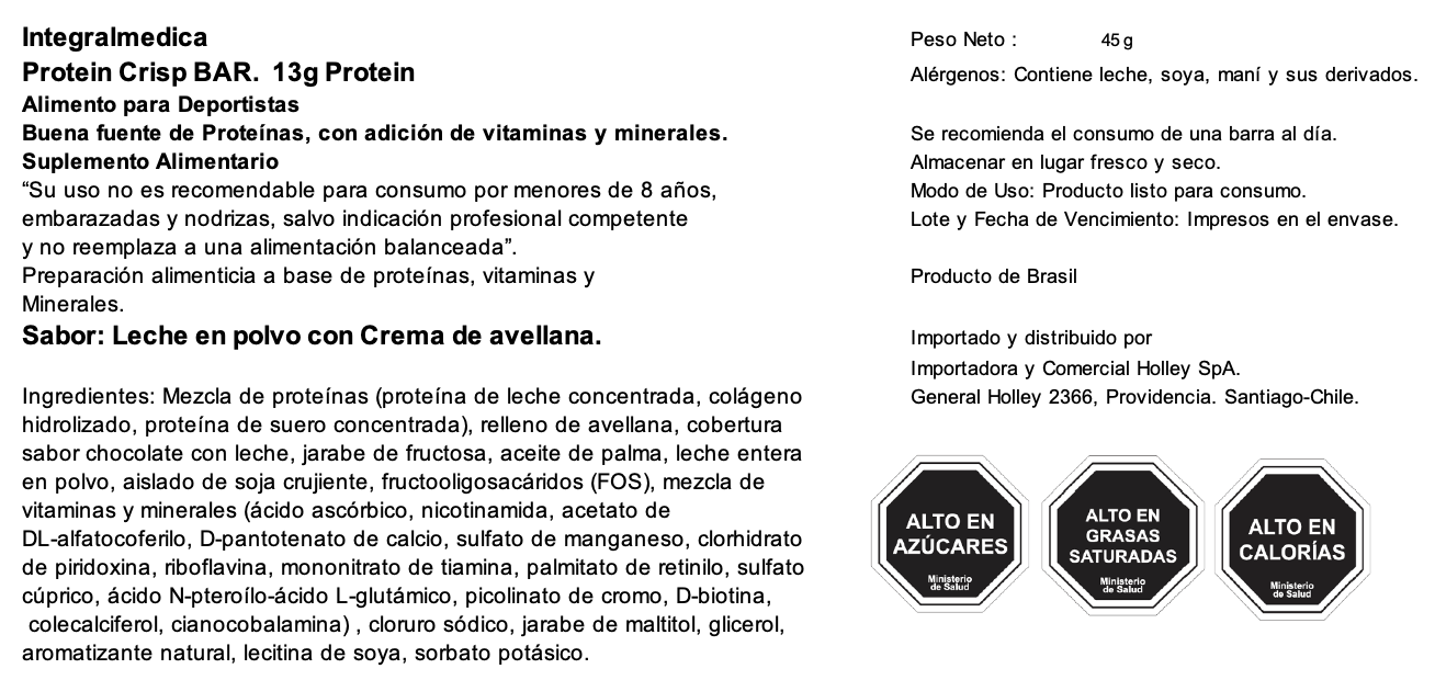 Barra de proteina Integralmedica - Crema de avellanas (12 unidades)-5